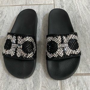 Womens Ferragamo sequin slides